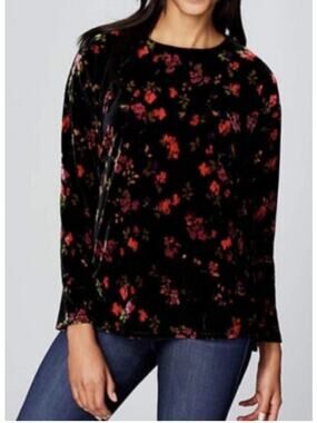 J. Jill Velvet Knit Long Sleeve Blouse Soft Stretch Casual Chic Size Large